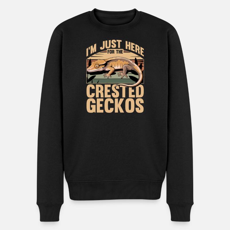 Gecko à crête reptile drôle - Pull Premium bio Homme - noir