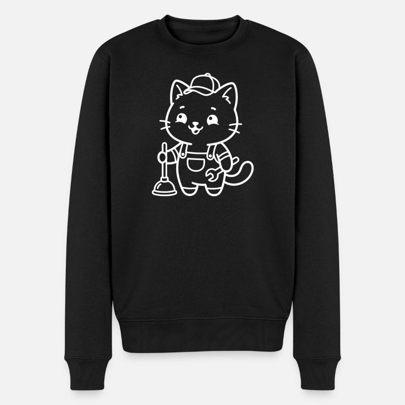 Plombier Kawaii Cat - Pull Premium bio Homme - noir