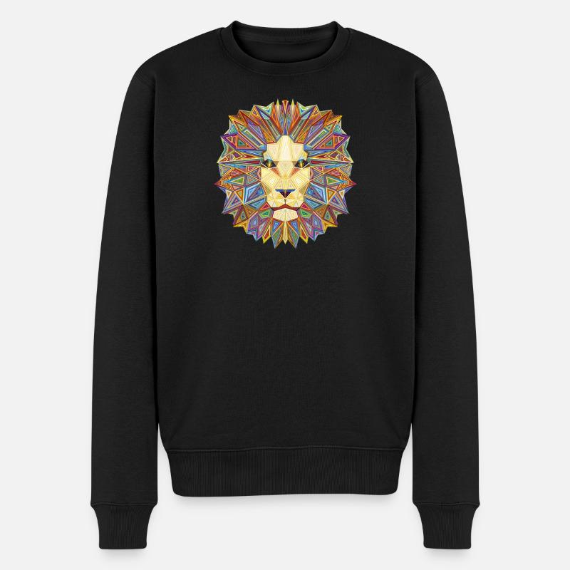 Geometrischer Löwenkopf  - Männer Premium Bio Pullover - Schwarz
