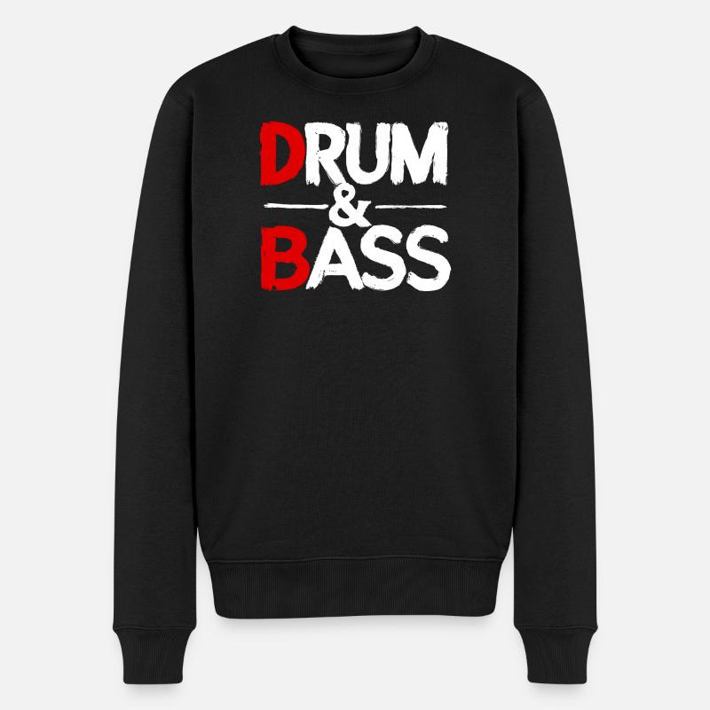 Drum & Bass / Rum & Ass Distressed - Männer Premium Bio Pullover - Schwarz