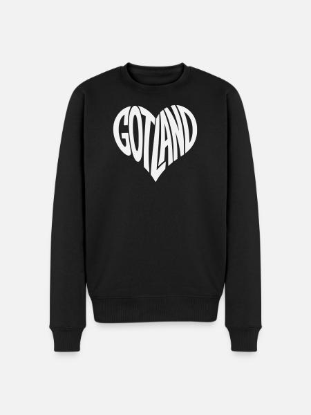 Gotland Heart Lettering - Men's Premium Organic Jumper - black