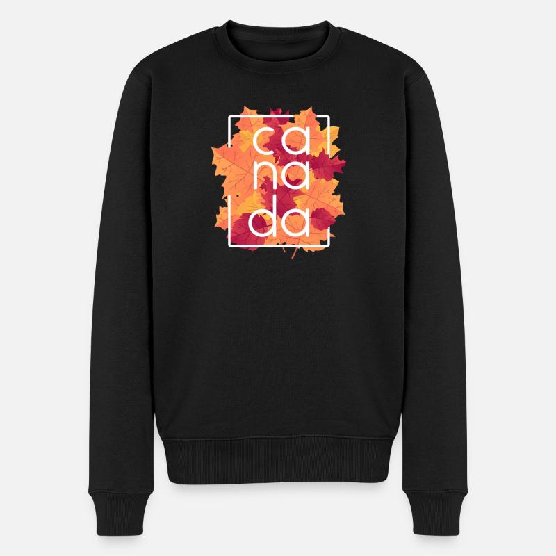 Canada Autumn Maple Leaves Design - Männer Premium Bio Pullover - Schwarz