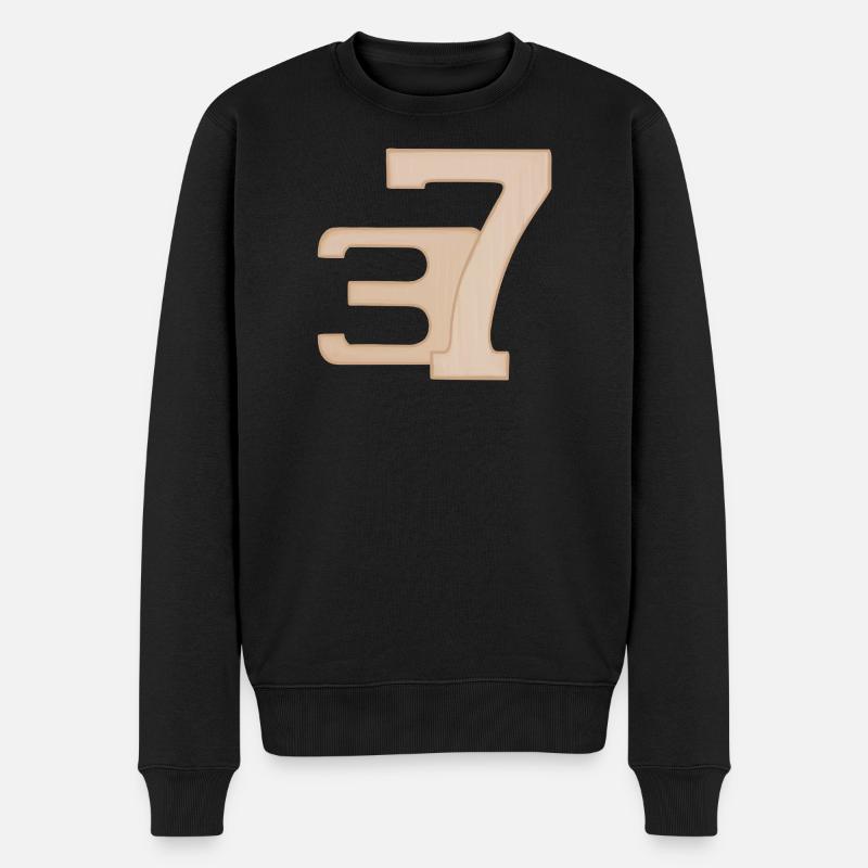 37 Ziffernkunst in Peach - Männer Premium Bio Pullover - Schwarz