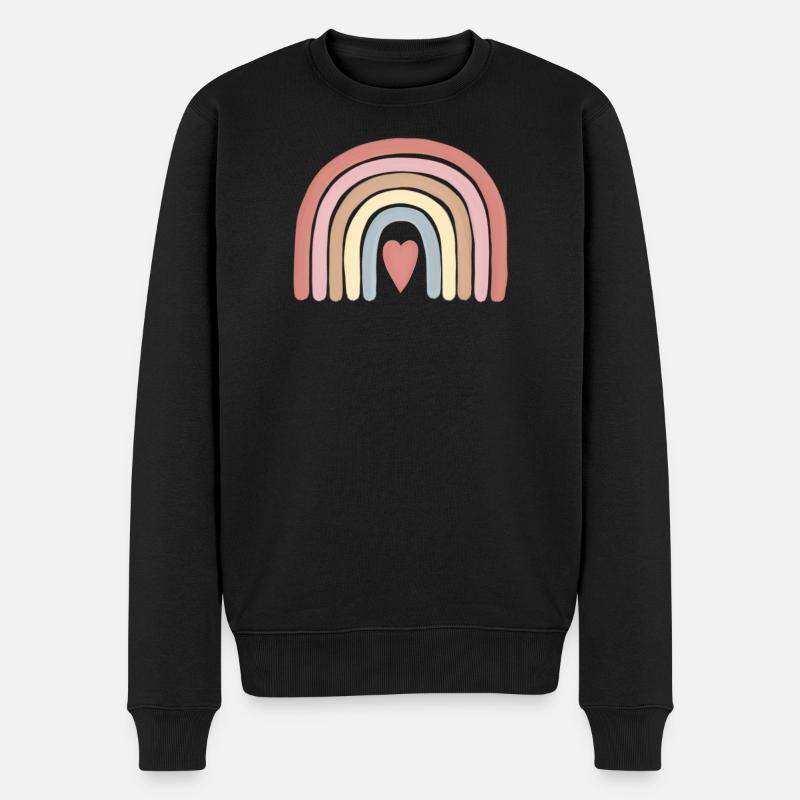 Pastellherz Regenbogenkunst - Männer Premium Bio Pullover - Schwarz