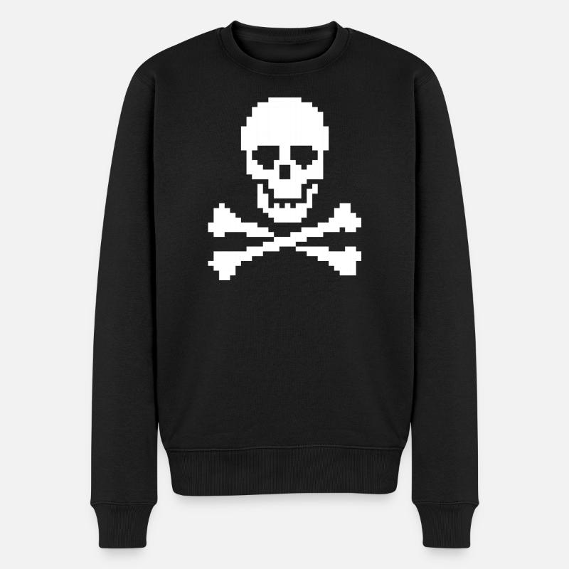 Os croisés du crâne pixel - Pull Premium bio Homme - noir