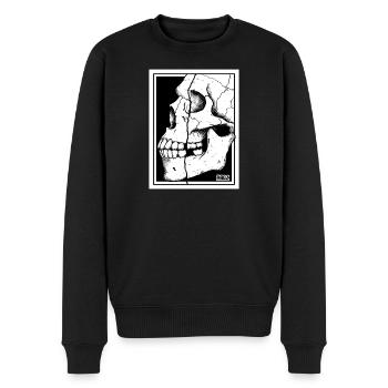 Zerbrochenes Schädelporträt - Männer Premium Bio Pullover - Schwarz - Vorne - Nico (187cm)