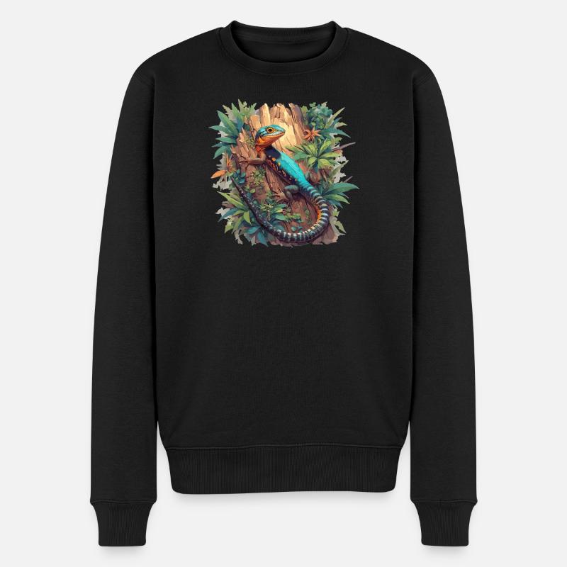 Eidechsen Eidechse - Männer Premium Bio Pullover - Schwarz