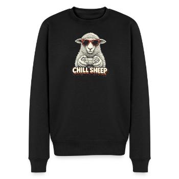 Chill Sheep mit Controller - Männer Premium Bio Pullover - Schwarz - Vorne - Nico (187cm)