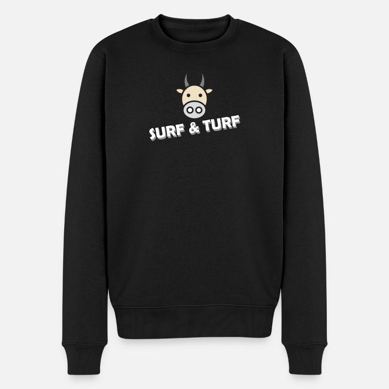 SURF & TURF - Männer Premium Bio Pullover - Schwarz