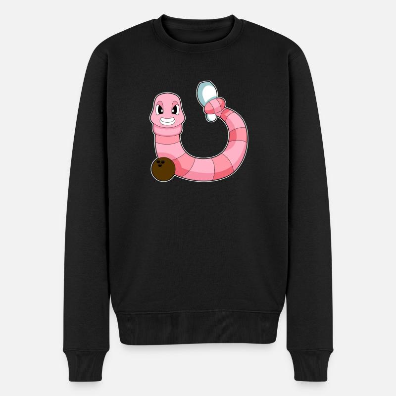Worm Bowling Bowlingkuglekegle - Økologisk premium-sweatshirt til mænd - sort