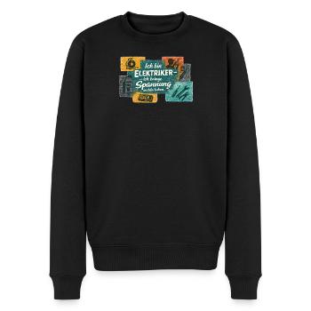 Ich bin Elektriker Spannung ins Leben - Männer Premium Bio Pullover - Schwarz - Vorne - Nico (187cm)