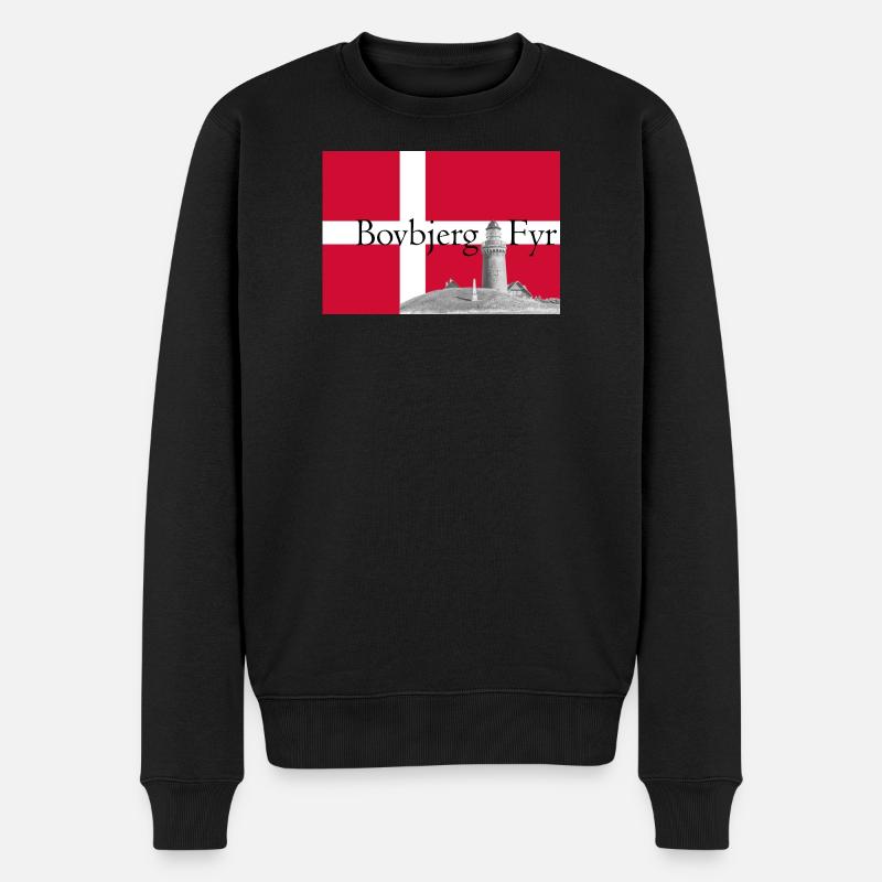 Bovbjerg Fyr auf Dänischer Flagge - Männer Premium Bio Pullover - Schwarz