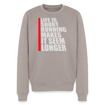 La vie est courte La course la rend plus longue Drôle - Pull Premium bio Homme - taupe - Devant - Nico (187cm)