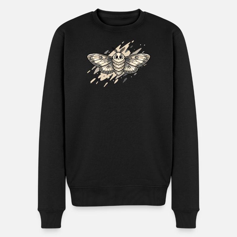 Nachtfalter Motten Illustration - Männer Premium Bio Pullover - Schwarz