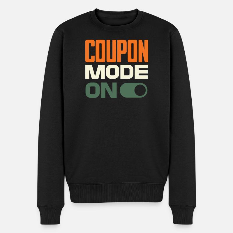 Coupon Mode On – Schnäppchenjäger Retro Design - Männer Premium Bio Pullover - Schwarz