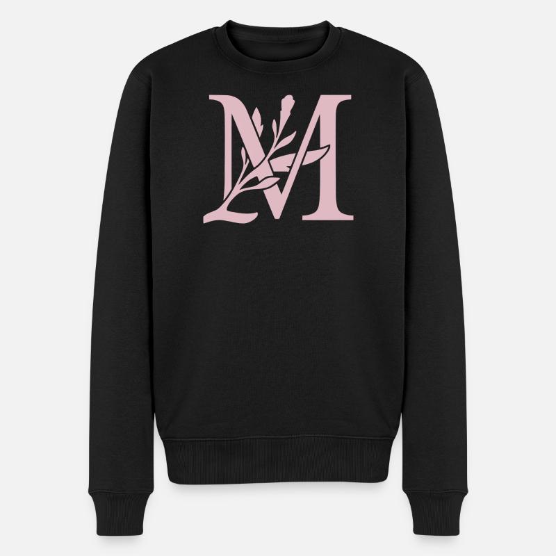 LM Floral Monogramm - Männer Premium Bio Pullover - Schwarz