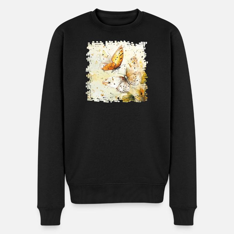 Papillons aquarelle - Pull Premium bio Homme - noir