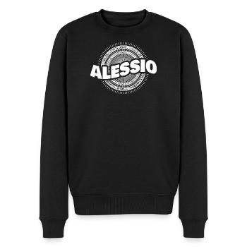 Geschenk für Alessio - Männer Premium Bio Pullover - Schwarz - Vorne - Nico (187cm)