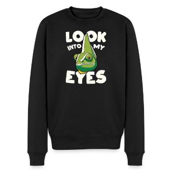 Regarde-moi dans les yeux, design caméléon drôle - Pull Premium bio Homme - noir - Devant - Nico (187cm)