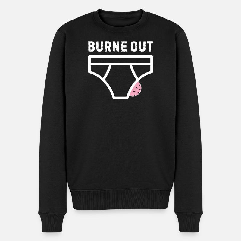 Burne out – Humor, Büro, Stress - Männer Premium Bio Pullover - Schwarz