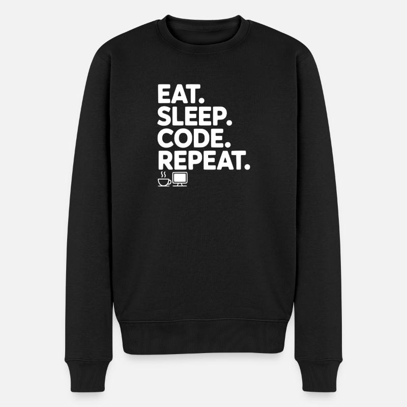 Iss. Schlaf. Code. Wiederholen. - Männer Premium Bio Pullover - Schwarz