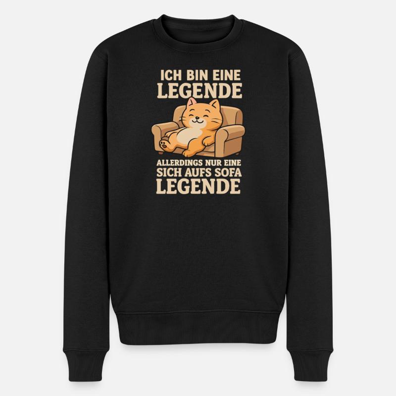 Sarcasm Cat Saying Sofa Legend - Men's Premium Organic Jumper - black