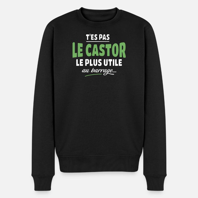 Deine Schritte sind der nützlichste Biber - Männer Premium Bio Pullover - Schwarz