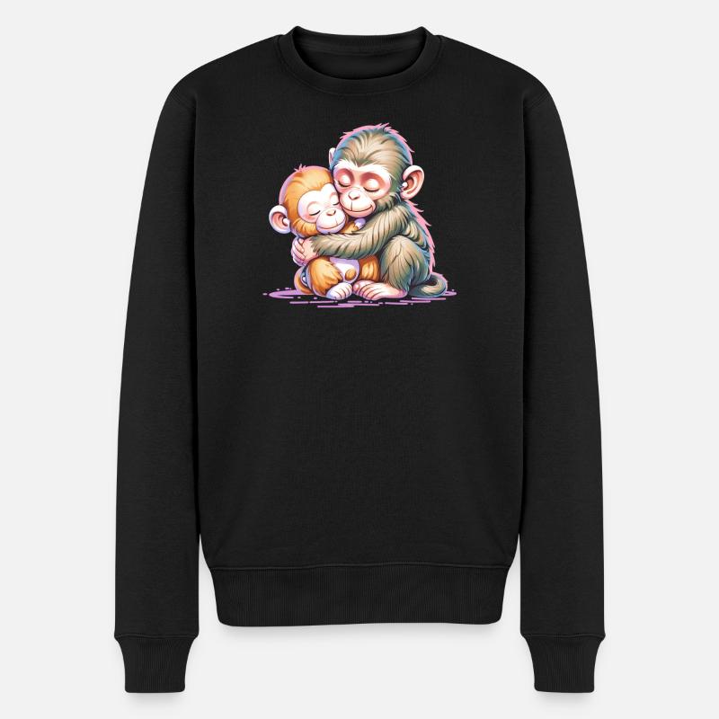 Duo de Singes Câlins - Pull Premium bio Homme - noir
