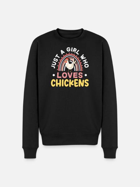 Girl Loving Chickens Rainbow - Men's Premium Organic Jumper - black