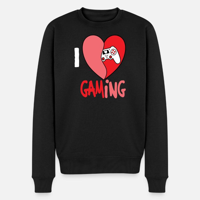 I LOVE GAMING - Männer Premium Bio Pullover - Schwarz