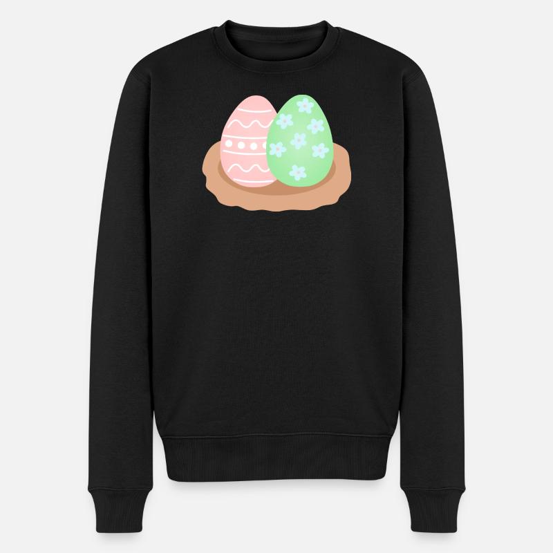 Pastell-Osterei-Duo im Nest - Männer Premium Bio Pullover - Schwarz
