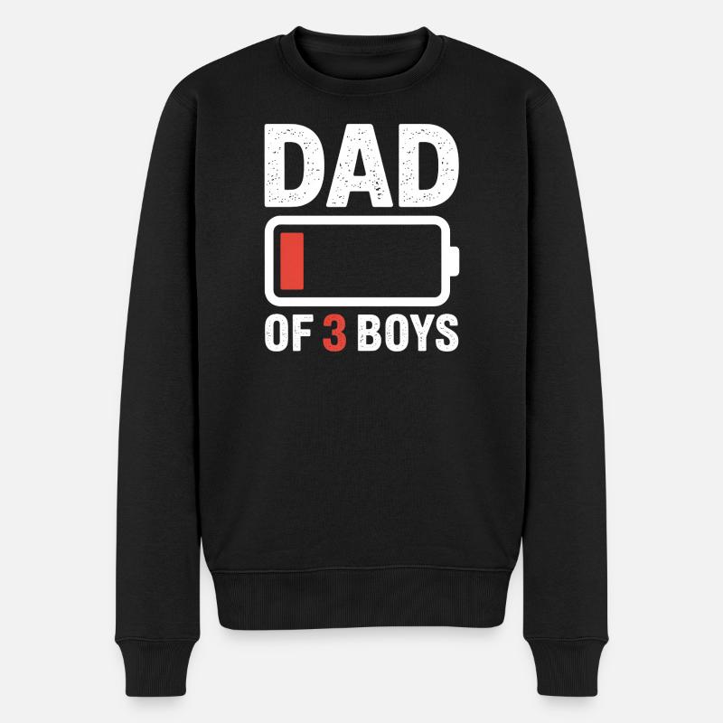Papa de 3 garçons Batterie Shirt - Pull Premium bio Homme - noir