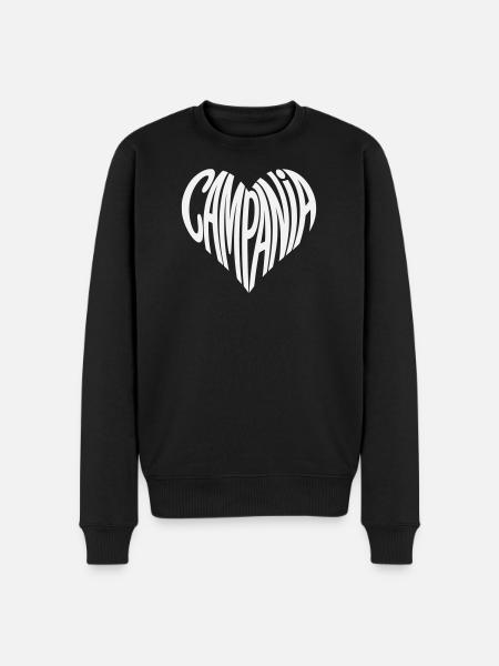 Campania Herz Typografie - Männer Premium Bio Pullover - Schwarz