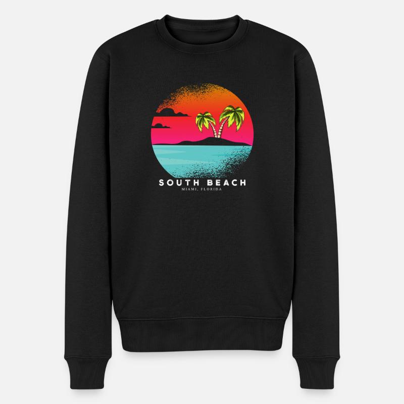 South Beach Sunset Miami - Pull Premium bio Homme - noir