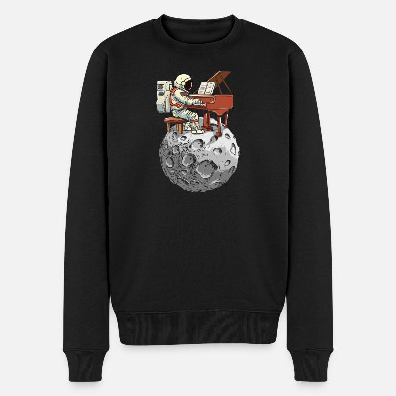 Mondklavier mit Raumanzug - Männer Premium Bio Pullover - Schwarz