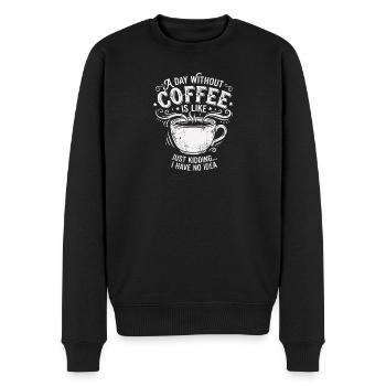 Kaffee Humor Shirt für Kaffee Fans - Männer Premium Bio Pullover - Schwarz - Vorne - Nico (187cm)