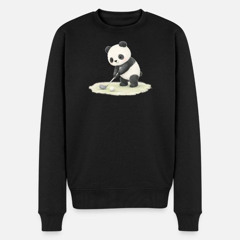 Illustration de panda jouant au golf - Pull Premium bio Homme - noir
