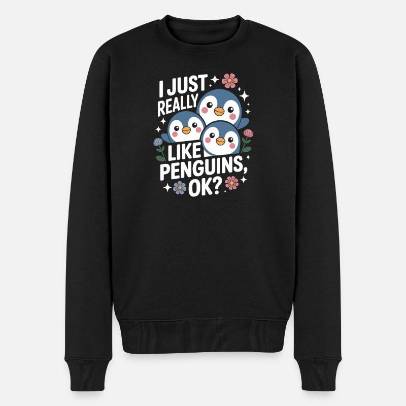 Pinguin Trio Spruchbild - Männer Premium Bio Pullover - Schwarz
