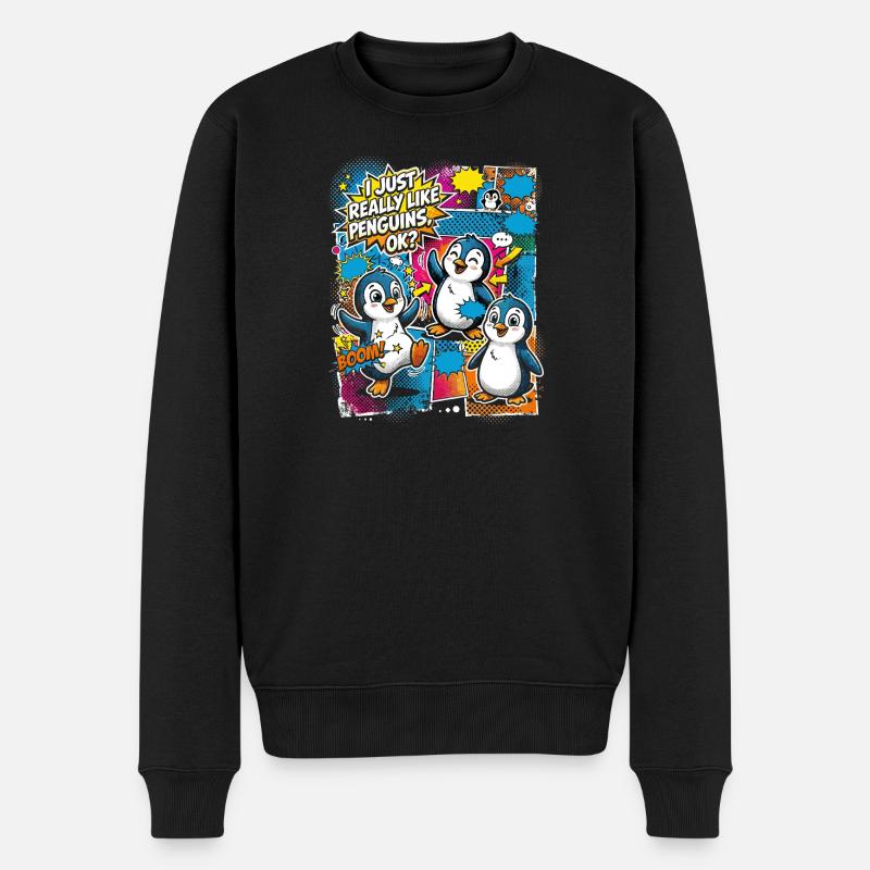 Penguin Pop Art Comic Collage - Men's Premium Organic Jumper - black