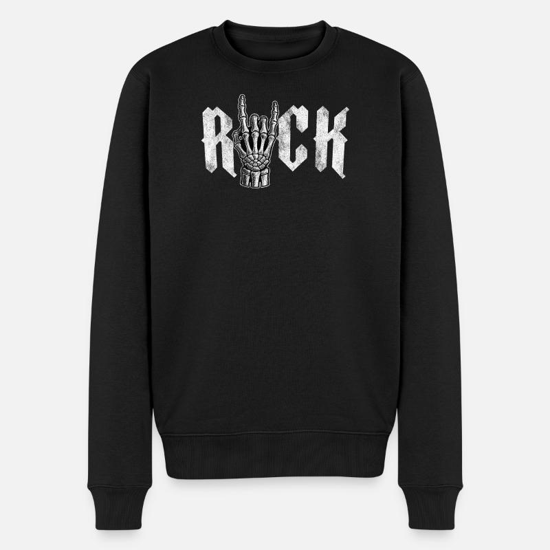Rockmusik-Symbol Lustig - Männer Premium Bio Pullover - Schwarz