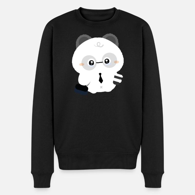 Müder Panda - Männer Premium Bio Pullover - Schwarz