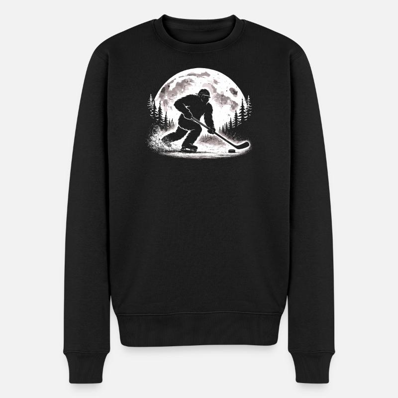 Bigfoot Eishockeyspieler - Männer Premium Bio Pullover - Schwarz