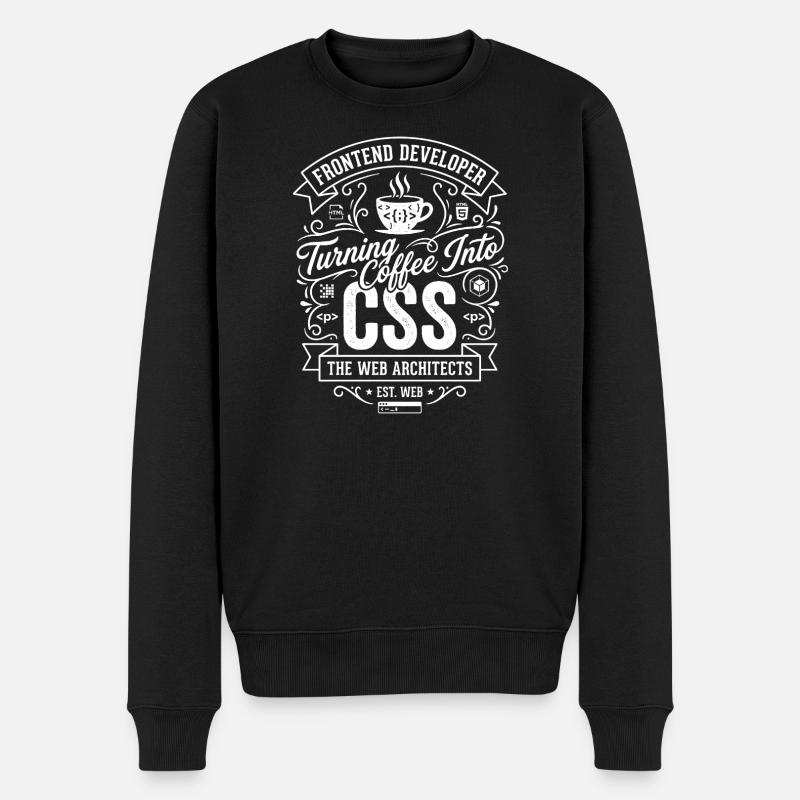 Frontend Coffee CSS Tee - Männer Premium Bio Pullover - Schwarz