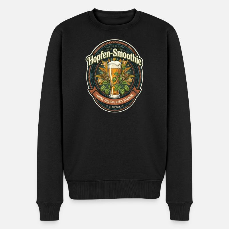 Hopfen-Smoothie Etikett - Männer Premium Bio Pullover - Schwarz