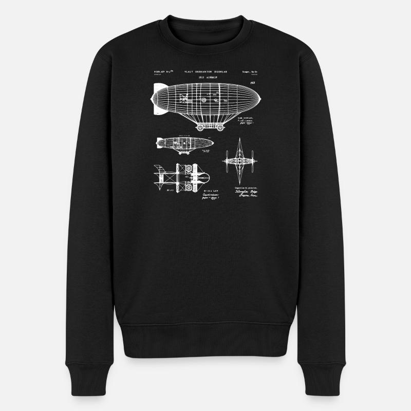 Esquisse du plan Zeppelin - Pull Premium bio Homme - noir