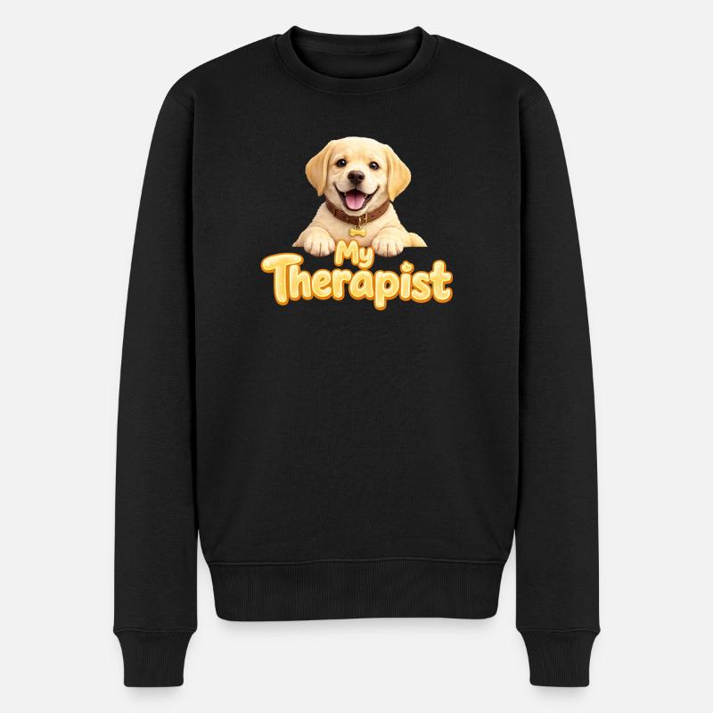 Labrador Retriever My Therapist - Männer Premium Bio Pullover - Schwarz