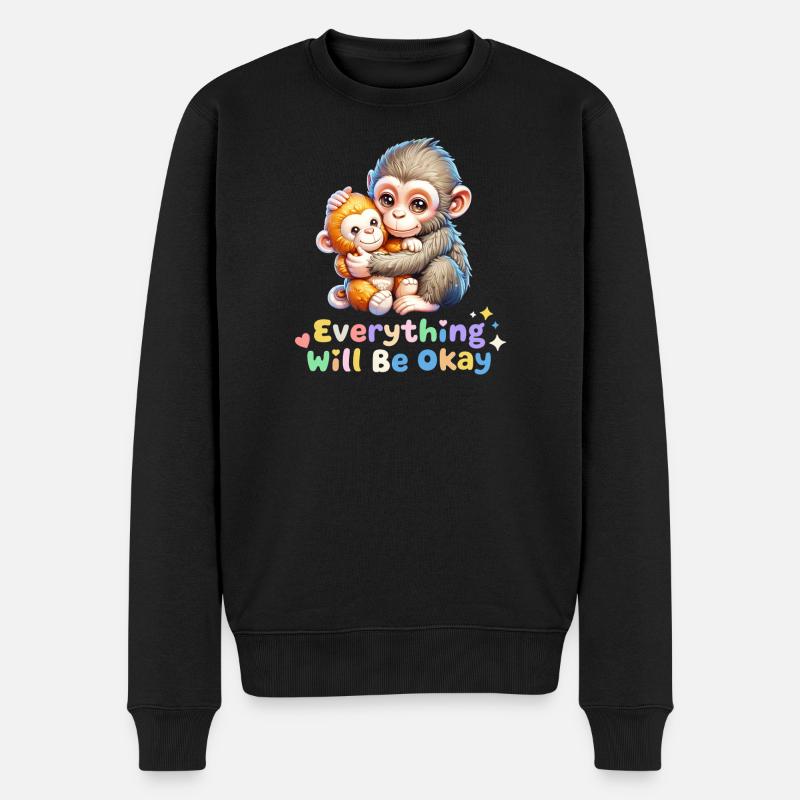 Alles wird gut, Affen-Duo - Männer Premium Bio Pullover - Schwarz
