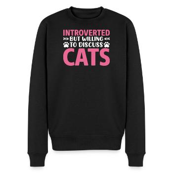 Discussion introvertie avec un chat - Pull Premium bio Homme - noir - Devant - Nico (187cm)
