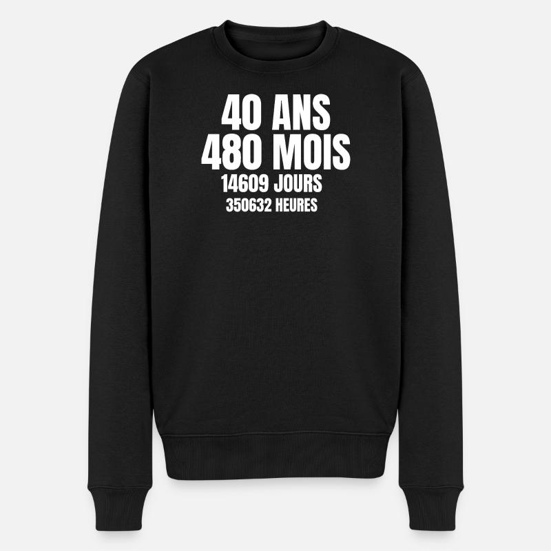 Vierzig Jahre, 40. Jahrestag: Monate, Tage, Stunden - Männer Premium Bio Pullover - Schwarz