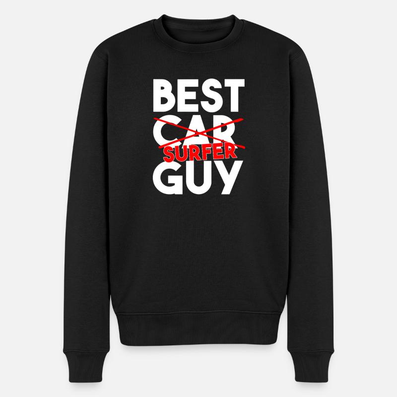 Bester Surfer-Typ Lustige Surf-Typografie - Männer Premium Bio Pullover - Schwarz